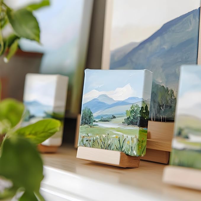 PHOENIX 6x8 Inch 4 Pack Gallery Canvas - Small 1.5 in Thick Canvases for Painting - Deep Edge 100% Cotton 11 Oz. Gesso Primed White Blank Professional Canvas Oil & Acrylic Paints