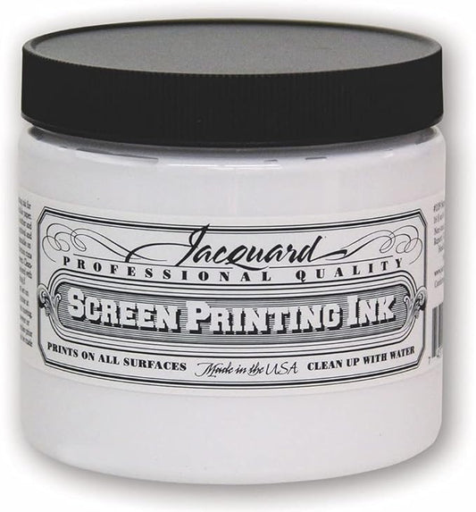 Jacquard Professional Screen Print Ink, Water-Soluable, 16oz Jar, Super Opaque White (119)
