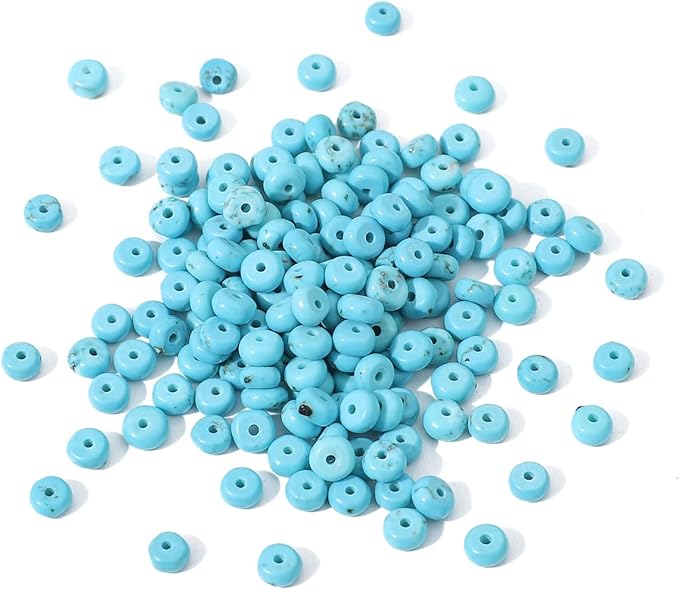 Natural Blue Turquoise Disk Stone Beads 4x2mm 160pcs Rondelle Loose Semi Gemstone Beads for Jewelry Making Design