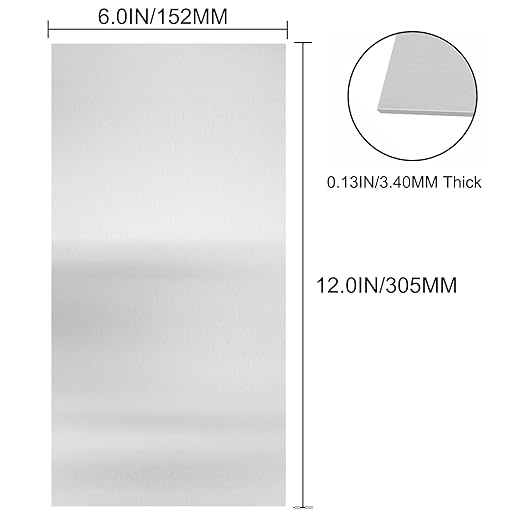 304 Stainless Steel Sheets Metal 6" x 12" x 1/8" (3.40MM) Inch 304 Stainless Steel Plates 10 Gauge Stainless Steel Shim Stock Plates Metal Sheets for Crafting, Stovetop, Snow Frosted Surface