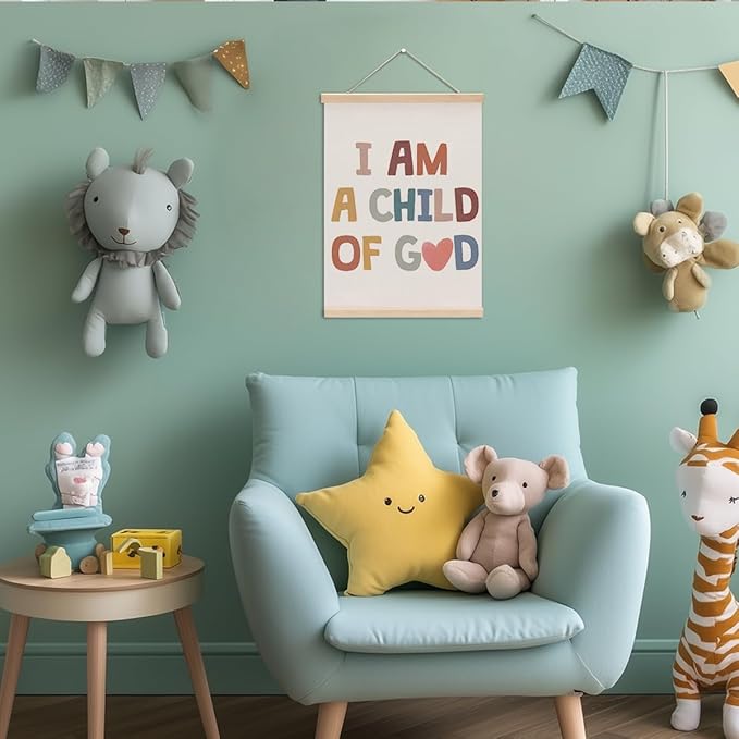 Christian Decor Boho Poster Hanger, Jesus Religious Wall Decor, Christian Gifts Bible Verse Spiritual Gifts Wall Art Wall Hanging Banner Farmhouse Church Bedroom Playroom Living Room Decor