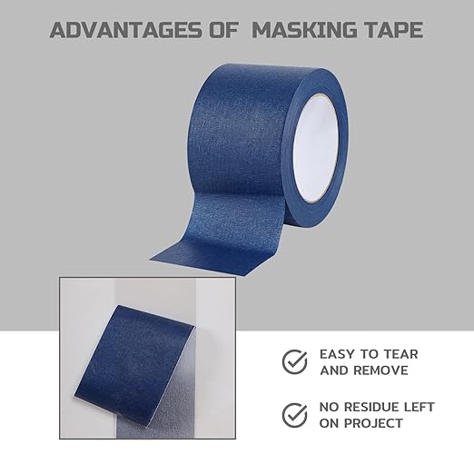 Lichamp Wide Masking Tape 3 inches, 2 Packs Blue Painters Tape Blue Masking Paper, 3 inches x 55 Yards x 2 Roll
