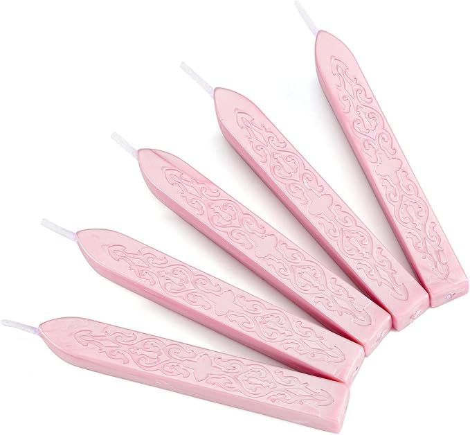 Yoption 5 Pcs Totem Fire Manuscript Sealing Sticks with Wicks Multi-Color Cord Wick Sealing Wax for Postage Letter Retro Vintage Wax Seal Stamp (Pink)