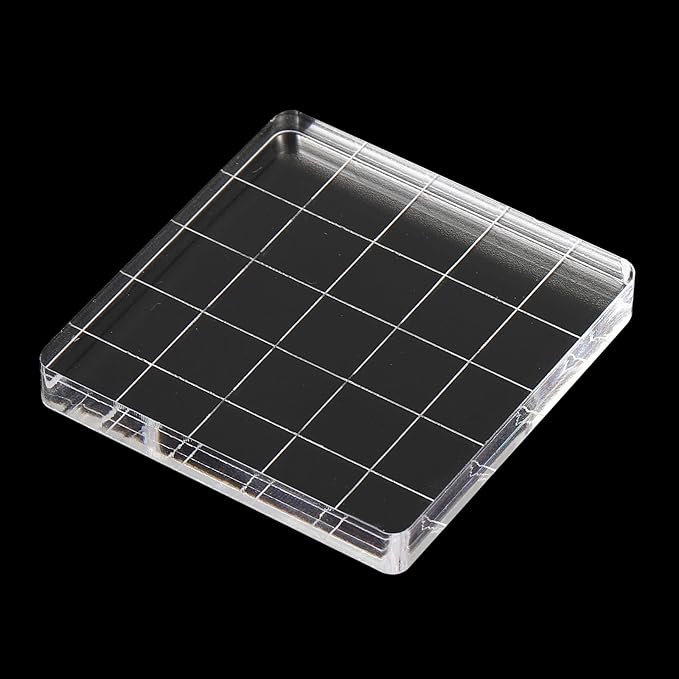 PATIKIL 2" x 2" Acrylic Stamp Block, Clear Stamping Block with Grid Lines Decorative Mounting Blocks Square for Scrapbooking DIY Crafts Card Making