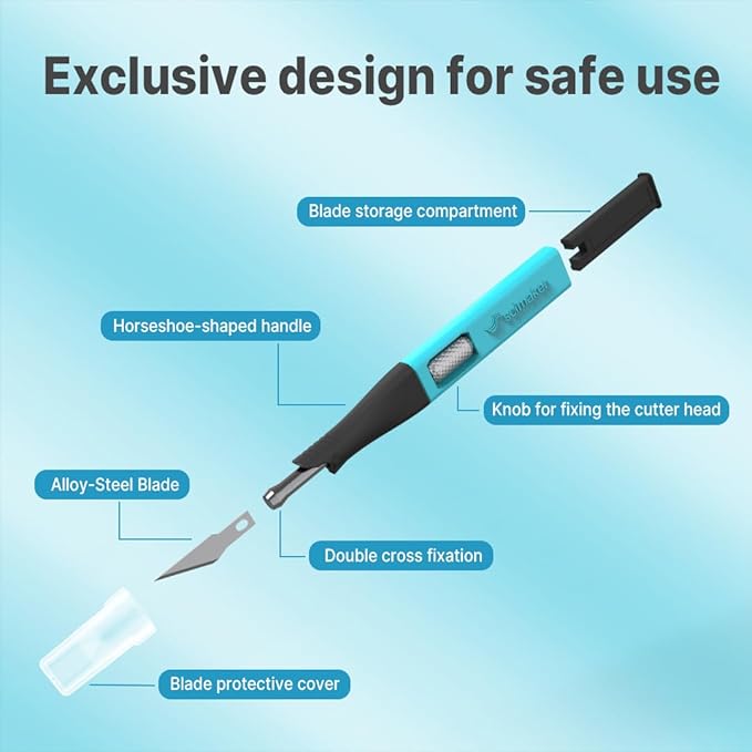 3 PCS Exacto Knife,Hidden Blade Design at The End,Comes with 5 Spare High Qualiry Carbon Steel Exacto Knife Blades. Craft Knife for Crafting, Arts,Modeling,Scrapbooking,Stencil,DIY Projects.Red