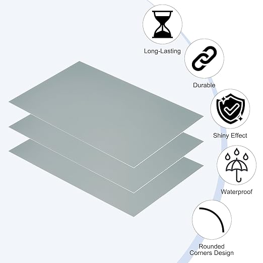 PATIKIL 8x12 Inch Anodized Aluminum Sheet Metal, 3Pcs Laser Plates Engraving Blanks 0.5MM Thin Rectangle for Crafting DIY House Laser Engraving, Gray