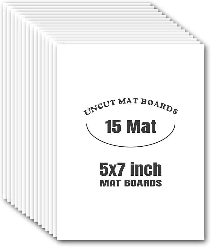 AUEAR, 15 Pack 5x7 Uncut Matte Boards, White Photo Mat Board Great for Picture Framing, Print, Artwork