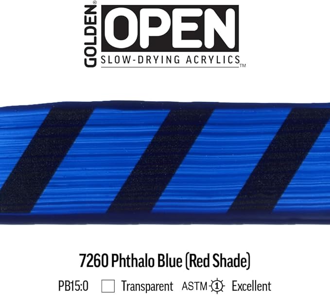 OPEN Slow-Drying Acrylics by GOLDEN, Phthalo Blue/R.S., 5 fl oz. tube, Professional Acrylic Paint, Transparent