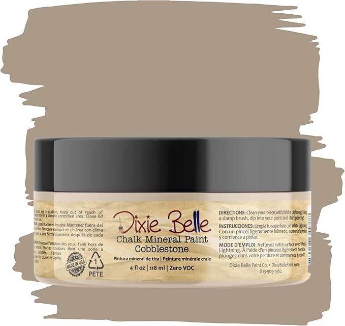 Dixie Belle Paint Company Chalk Finish Furniture Paint - Cobblestone (4oz) - Matte Weathered Stone Chic Chalk Mineral DIY Furniture Paint