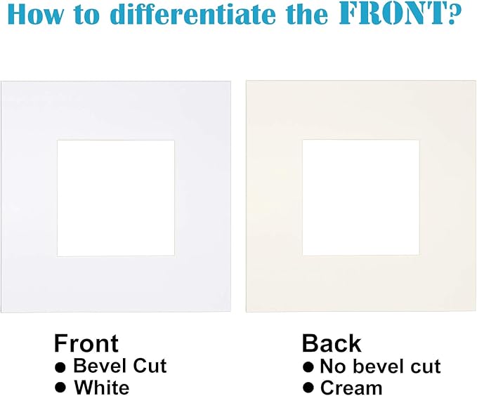 Egofine 8x8 White Picture Mats, Frame Mattes for 6x6 Pictures, Acid Free, 1.2mm Thickness, with Core Bevel Cut - Pack of 14