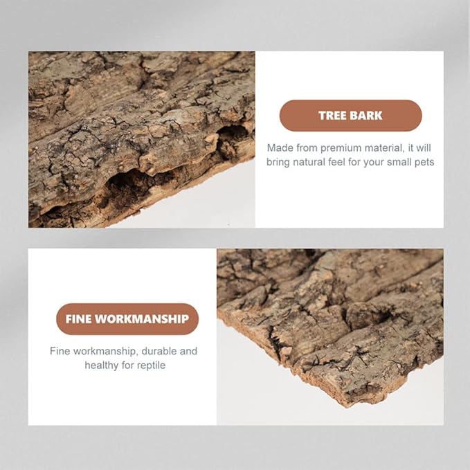 Totority Cork Bark 3Pcs Plants Decor Cork Terrarium Background, Cork Tile Background Decorative Tree Bark Adornment Reptile Climbing Plaything for Gecko Lizard Tortoise Frog Bearded Dragon Tank Access