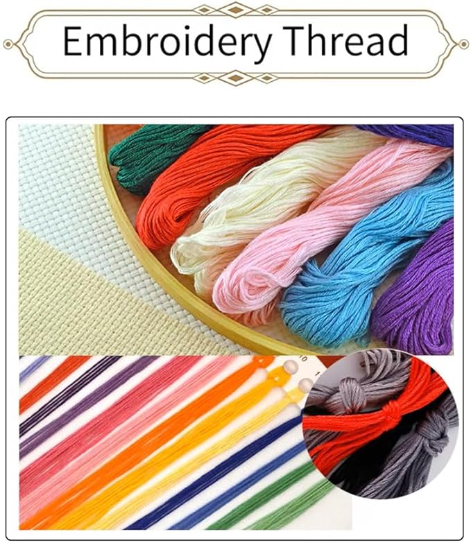 Threadhaven Cross-Stitch Kit 14CT Aida Counted Embroidery Complete Set with Fabric, Threads, Needles & Chart-Premium Beautiful Girls Design for Adults & Beginners- Lovers 13.4''×16.9''