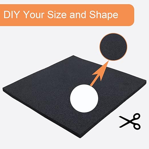 8 Pcs Black Adhesive Foam Padding, Closed Cell Foam Sheet 1/2" Thick 4 Inch X 4 Inch, Neoprene Rubber Pad Self Stick Anti-Slip Adhesive Anti Vibration Pad (4inX 4inX 1/2in, 8)