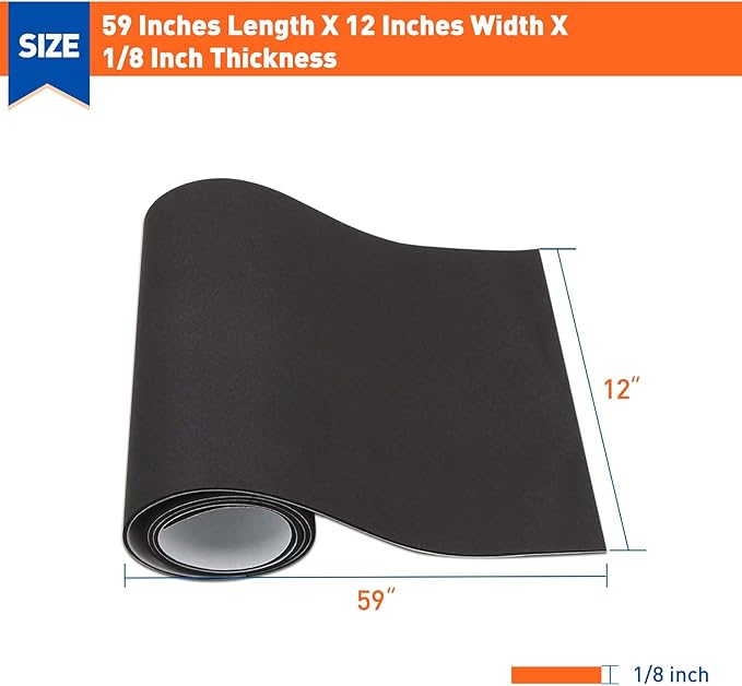 MAGZO Adhesive Foam Padding 1/8 Inch Thick x 12 Inch W x 59 Inch L, Black Thin Neoprene Sheets, Closed Cell Foam Sheet Roll