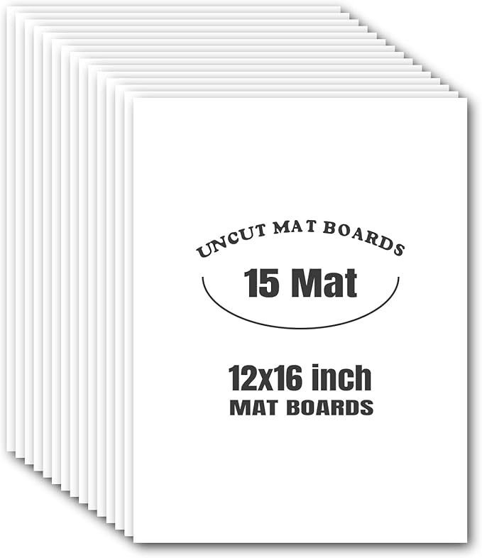 AUEAR, 15 Pack 12x16 Uncut Matte Boards White Photo Mat Board Great for Picture Framing, Print, Artwork