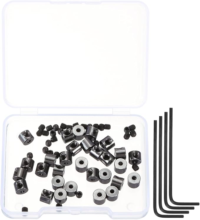 MECCANIXITY 30 Pcs Metal Locking Pin Backs, Locking Pin Keepers Locking Clasp 5mm(H) with 4 Wrench Replacement in Storage Case for Badge, Brooch, Black Tone