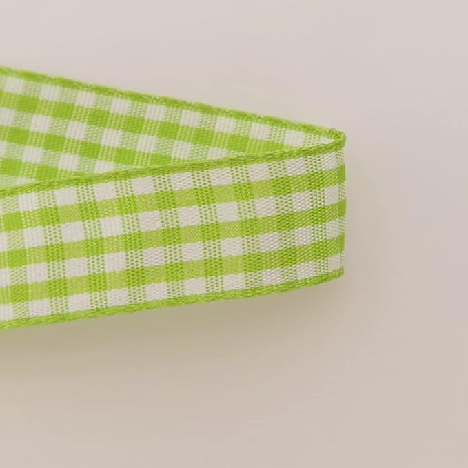 Apple Green Light Green Gingham Plaid Checked Ribbon 25 Yards Each Roll 100% Polyester (5/8",Apple.Green)