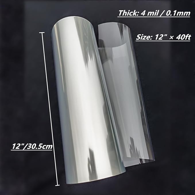 Transparency Mylar Stencils Sheet for Cutting Machines,12inchs x 40ft Rolls 4 mil Clear Blank Template Paper Material Acetate