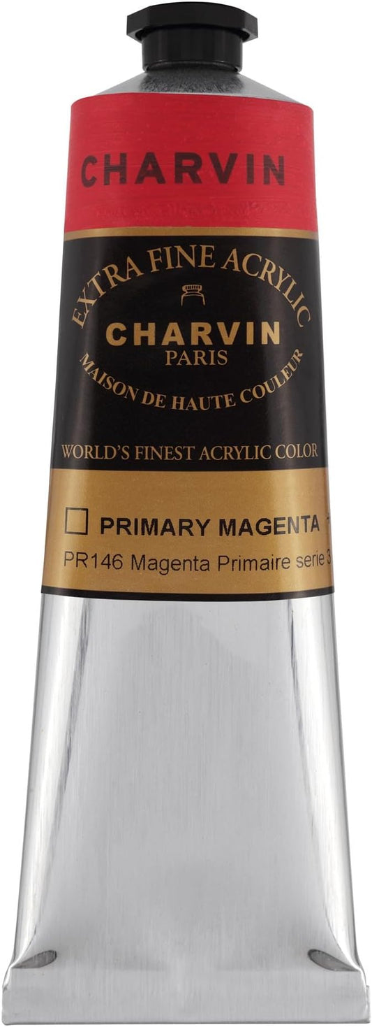 Charvin Extra Fine Professional Acrylic Paint - Magenta Red Primary, 150ml Tube, Triple-Milled, Lightfast Pigments, Open Stock Artist Acrylic Paints in Nature-Inspired Hues