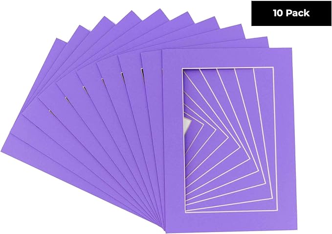 5.5x8.5 Mat for 8.5x11 Frame - Precut Mat Board Acid-Free Light Purple 5.5x8.5 Photo Matte for a 8.5x11 Picture Frame, Matboard for Family Photos, Show Kits, Art, Picture Framing, Pack of 10 Mats