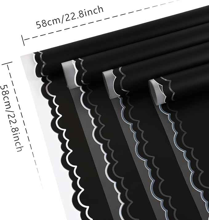 FUHITIM 20 Sheets Flower Wrapping Paper - Waterproof Floral Bouquet Wrapping Paper, Florist Supplies Packaging Paper for Wedding Birthday Gift DIY Crafts (Black)