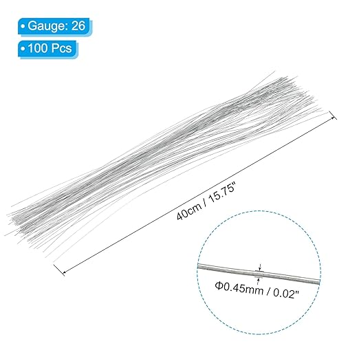 PATIKIL 26 Gauge 16" Floral Stem Wire, 100 Pcs Paper Wrapped Iron Artificial Flower Stem Accessories for DIY Bouquet Stem and Craft Decoration, Silver