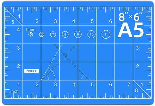 DIYSELF Cutting Mat 8in×6in, Self Healing Cutting Mat, A5 Rotary Cutting Mats for Crafts Sewing Hobby Fabric Project, 5-Ply Craft Cutting Board Double Sided, Craft Mat for Quilting