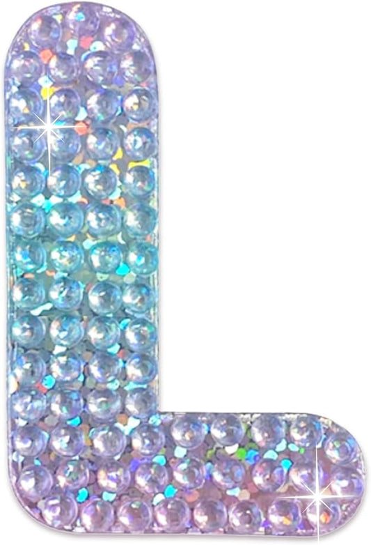 StickerBeans® Rhinestone Alphabet Letter Sticker L - Unique Sparkly Design 2” x 2” Cut-to-Shape Adhesive - Personalization, Collecting, Gifting, Scrapbooking, Decorating Laptops, Phone Cases, All Ages
