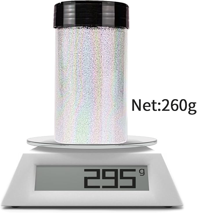 High Capacity 260g Iridescent Fine Glitter,Shaker Bottle for Epoxy Resin DIY Craft,Rainbow for Nail Art Face Body Glitter Tumbler Making (IRI Diamond Blue)