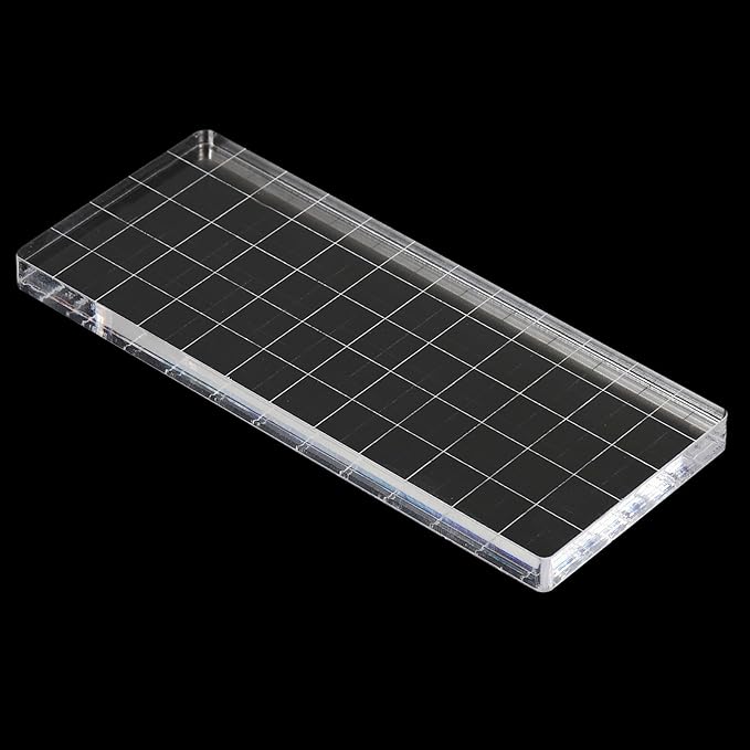 PATIKIL 5" x 2" Acrylic Stamp Block, 2 Pack Clear Stamping Block with Grid Lines Decorative Mounting Blocks Square for Scrapbooking DIY Crafts Card Making