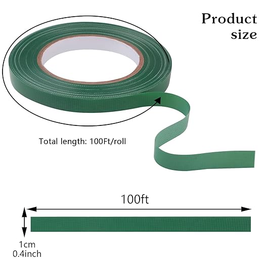 Prudiut 2 Roll Green Floral Tape Waterproof Florist Tape, 0.4" Wide Flower Wrap Tape Floral Tape for Fresh Flower Bouquet Wrap Flower Arrangements Crafts (100Ft/33Yd)