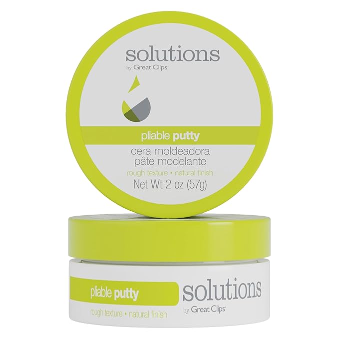 GREAT CLIPS Solutions Pliable Putty, 2oz | Finishing Hair Product w/Medium, Workable Hold | Provides Flexibility & Texture