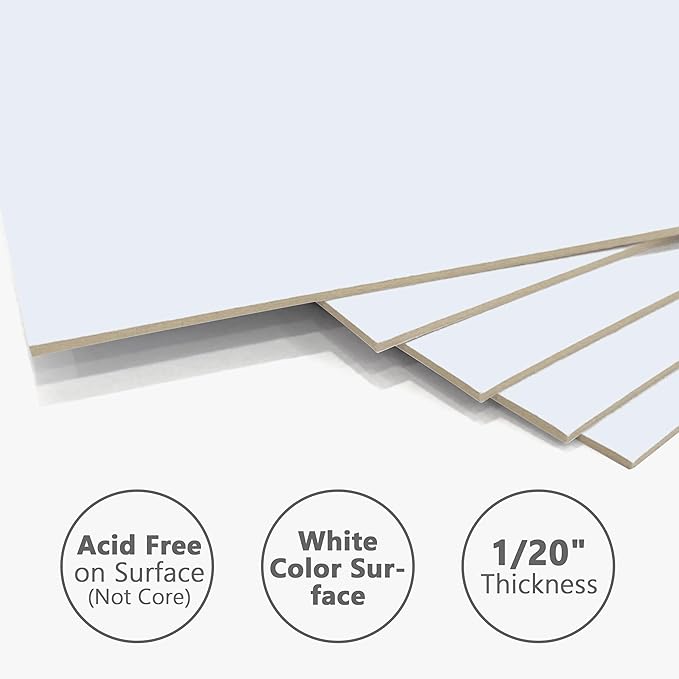 Somime 10 Pack Backing Boards, 9x12 Uncut White Mats Matboards, Acid-Free Backerboards for Art Prints, Ideal for Photos, Pictures, Prints, and Frames