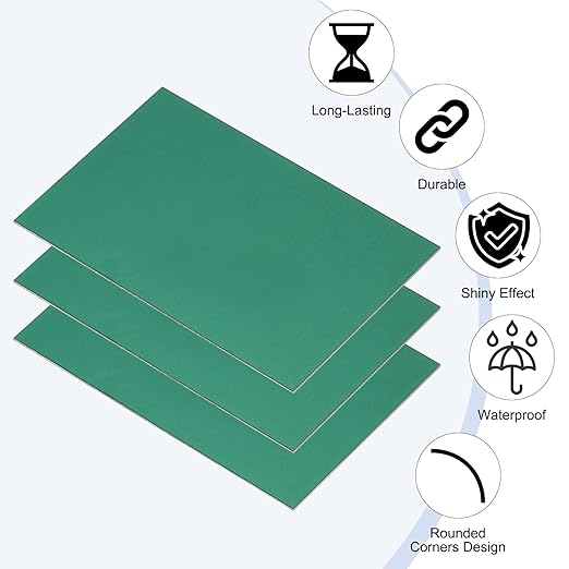 PATIKIL 2.1x3.3 Inch Anodized Aluminum Sheet Metal, 15Pcs Laser Plates Engraving Blanks 0.5MM Thin Rectangle for Crafting DIY House Laser Engraving, Green
