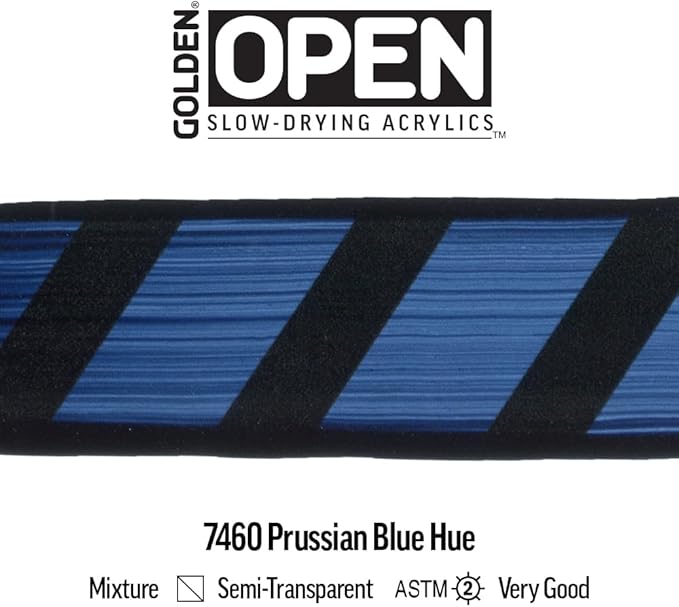 OPEN Slow-Drying Acrylics by GOLDEN, Prussian Blue Hue, 5 fl oz. tube, Professional Acrylic Paint, Semi-Transparent