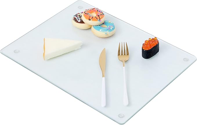 Murrey Home Glass Cutting Board for Kitchen Counter, Tempered Glass Chopping Boards Dishwasher Safe, Small Clear Countertop Tray, Scratch Resistant, Heat Resistant, Non Toxic, Frosted, 24"x18"