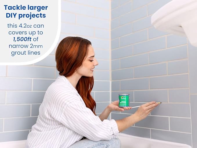 Grout Pen Beige Grout Paint: Waterproof Tile Paint Grout Refresh Restorer for Floor, Kitchen & Bathroom Shower Tiles - Beige - Can Size for Larger Projects - 125ml (4.2oz)