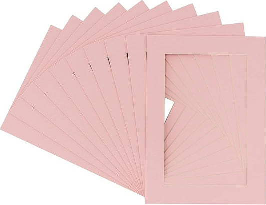 11x14 Mat for 8.5x11 Photo - Precut Soft Pink Picture Matboard for Frames 11 x 14 Inches - Bevel Cut to Display Art 8.5 x 11 Inches - Acid Free Pack of 100 MATS with Backing Boards & Clear Bags