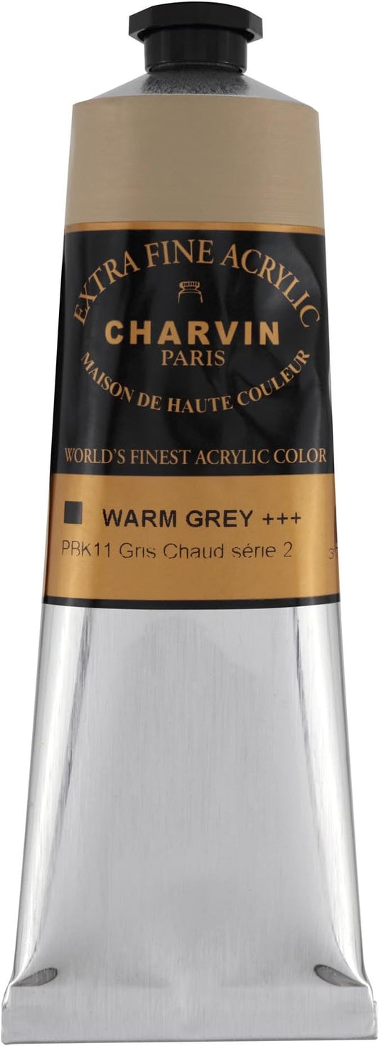 Charvin Extra Fine Professional Artist Acrylic Paint Colors, Nature Themed Hues, 150ml Warm Grey