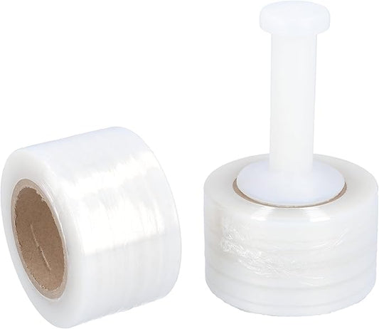 PSBM Mini Stretch Wrap with Handle, 18 Pack, 3 Inch x 1000 Feet, 80 Gauge, Clear, Small Plastic Cling Film for Pallets Moving Storing