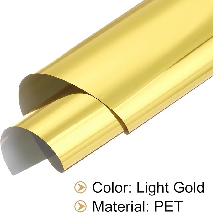 MECCANIXITY 50 Sheets Heat Reactive Foil, 20x29cm Light Gold Foil Transfer Sheets Toner Reactive Foil Transfer Foil Sheets Hot Foil Stamping Paper for Crafts DIY Cardmaking Album Decoration