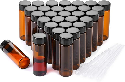 30ml Amber Small Glass Vials 30pcs with Screw Caps(30pcs)