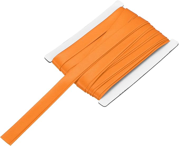MECCANIXITY Double Fold Bias Tape for Sewing 5/8 Inch x 6 Yards Satin Pre-fold Continuous Binding Tape for Seaming Quilting Hemming Binding DIY Crafts, Orange