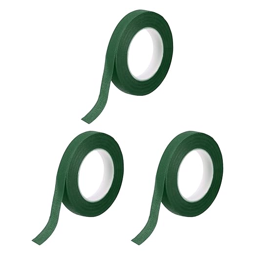 MECCANIXITY 3 Rolls Floral Tapes, 30 Yard x 1/16 in Florist Crepe Flowers Bouquets Tape Adhesive Waterproof for Flower Arranging Wrapping, Deep Green