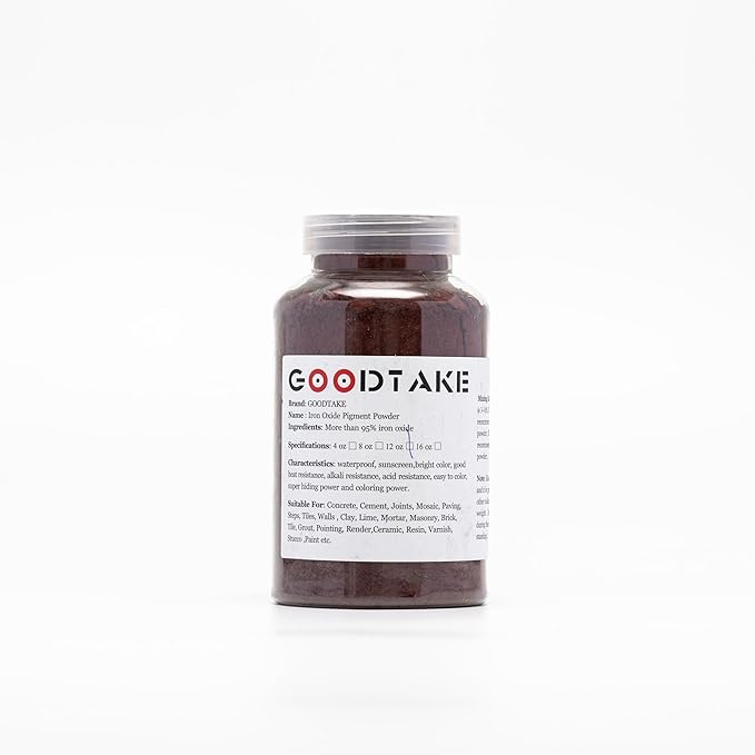 GOODTAKE Concrete Pigment, Wine Red Iron Oxide Pigment Powder, Concrete Cement Dye Color Pigment for Pastel, Tile, Paint, Mortar, Clay, Lime, Grout, Bath Bombs Coloring (Wine Red, 12 oz)
