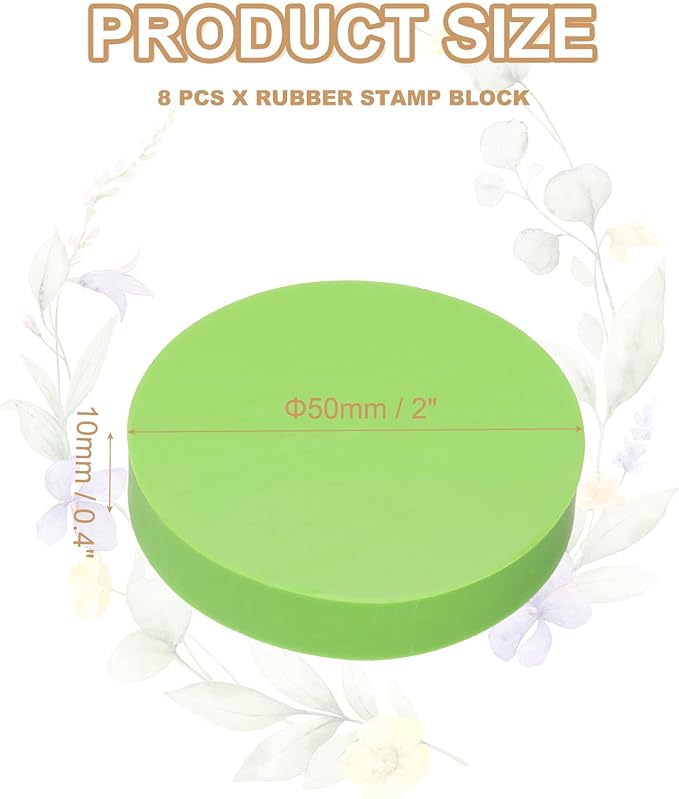 PATIKIL 8Pcs 2" Rubber Carving Blocks, Soft Linoleum Art Carving Block Round Crafts Stamp Making for Printmaking Stamps Carving Supplies, Green