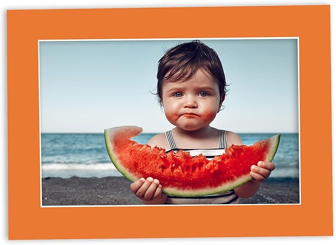 11x14 Mat for 8.5x11 Photo - Precut Orange Picture Matboard for Frames Measuring 11 x 14 Inches - Bevel Cut Matte to Display Art Measuring 8.5 x 11 Inches - Acid Free Pack of 25 MATS