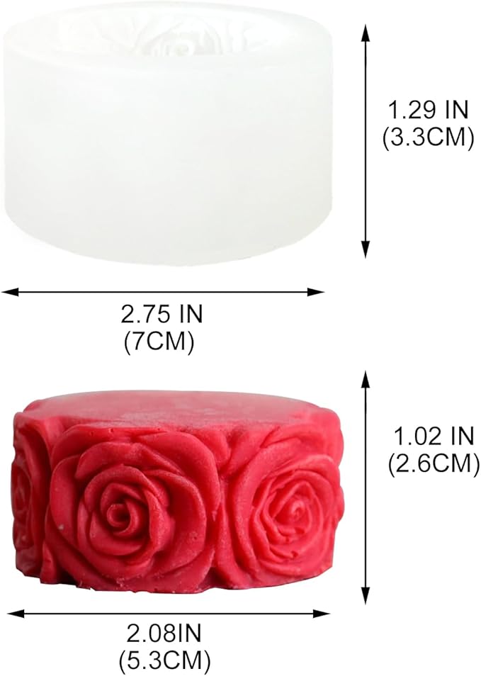 Rose Flower Column Candle Molds Day Cylinder Resin Casting Mold for Candle Making Resin Casting Silicone Mold for DIY Candle Making Polymer Clay Craft Plaster