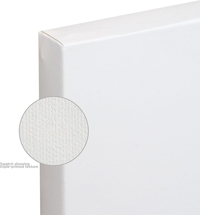 Creative Mark The Edge Deluxe Cotton 1-1/2" Deep Stretched Canvas for Painting, 30x30 Pack of 3, 14oz. Primed Weight, Universal Archival Priming, Medium Tooth, Hand-Stretched Canvas for Painters