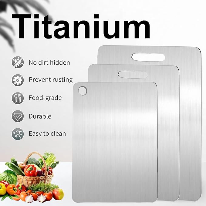 Titanium Cutting Boards for Kitchen,Katuchef Titanium Cutting Board,Non toxic Doubld-Side Available Chopping Boards, Easy to Clean and Store(3PCS-S+M+L)